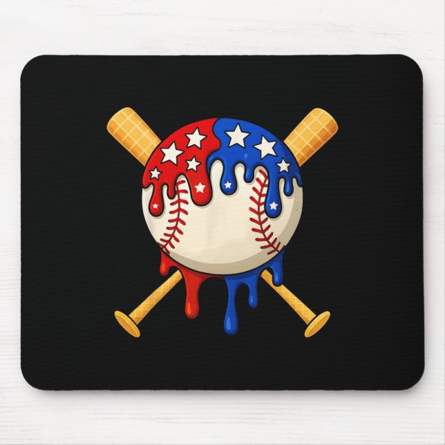 Mousepad Vender Sorvete Drip 4 De Julho Bandeira Dos EUA  (Frente)
