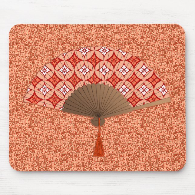 Mousepad Ventilador Japonês, Shippo Motif, Mandarin Orange (Frente)