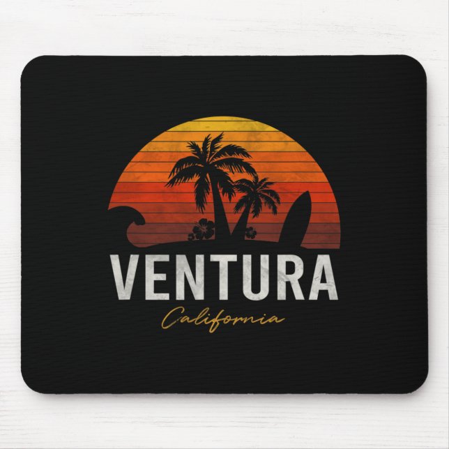 Mousepad Ventura Beach California Palms Vacing Surf Sundo (Frente)