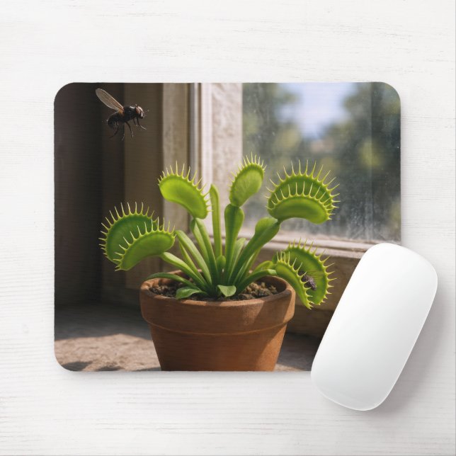 Mousepad Venus Flytrap Plant With Flies (Com mouse)
