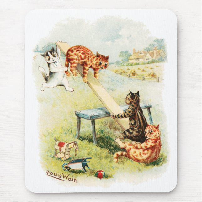 Mousepad Ver Saw Cats Louis Wain (Frente)