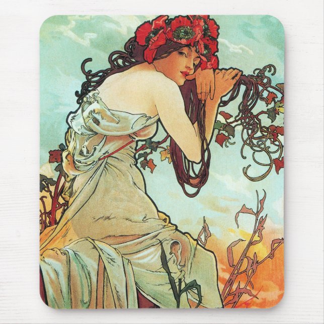 Mousepad Verão, as estações, Mucha (Frente)