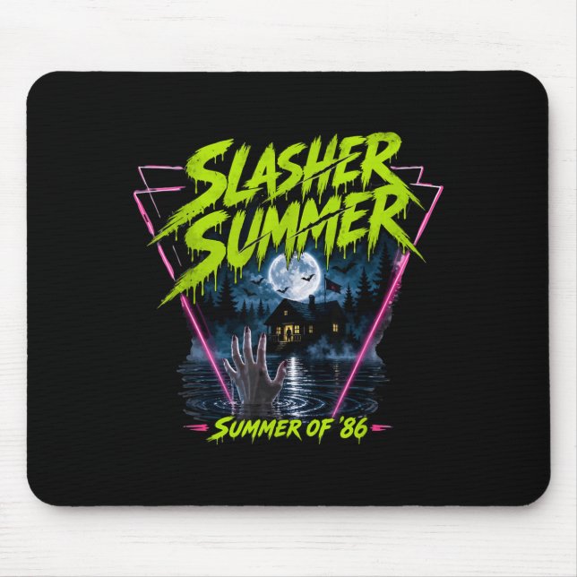 Mousepad Verão de terror engraçado dos anos 80 retrô (Frente)