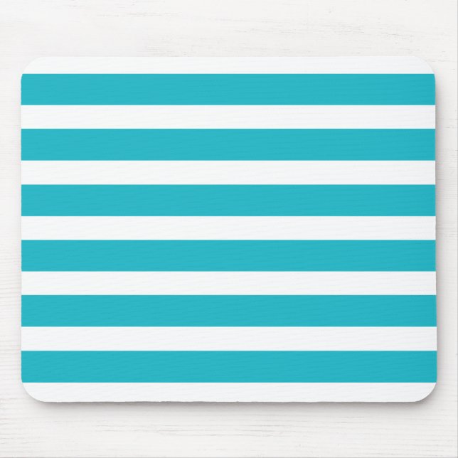 Mousepad Verão náutico de turquesa e da listra branca (Frente)
