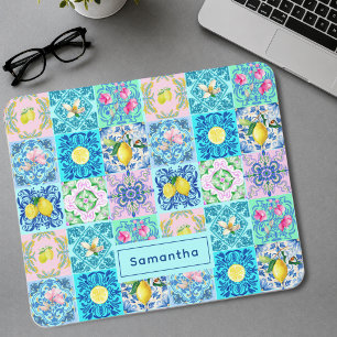 Mousepad Verão Siciliano turquesa colorido azulejo Amalfi