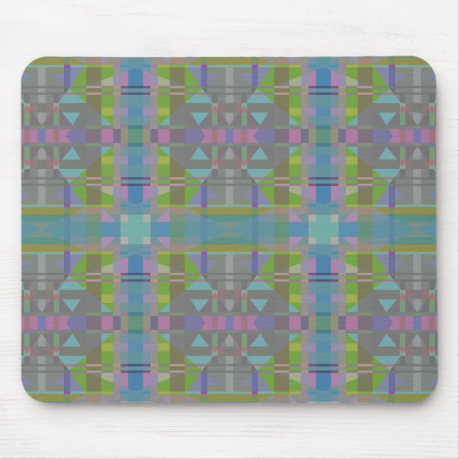 Mousepad Verde Azul Roxo Geométrico (Frente)