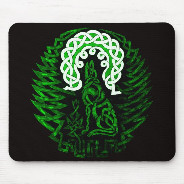 Mousepad Verde celta do lobo/lua (Frente)