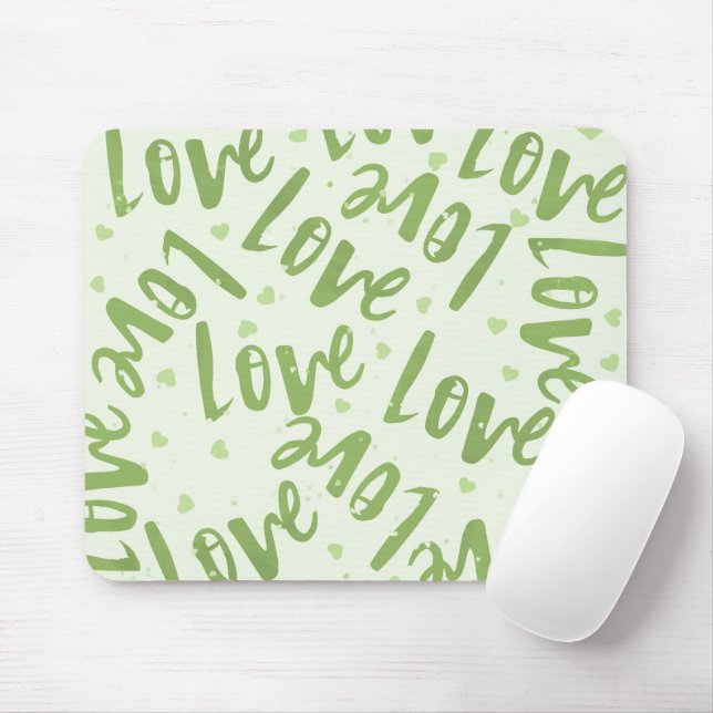 MOUSEPAD VERDE COM AMOR ALEATÓRIO ARRASADO À MÃO (Com mouse)
