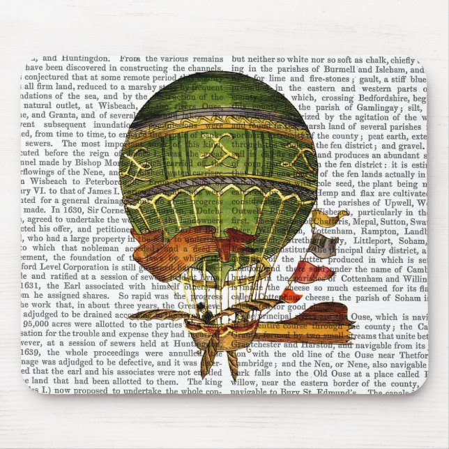 Mousepad Verde de Balão de Ar Quente (Frente)