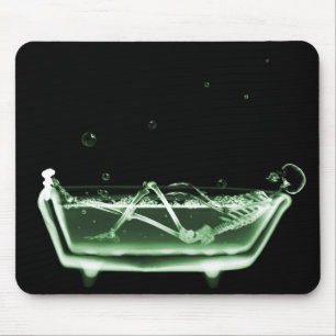 Mousepad Verde de esqueleto do preto do banho do raio X