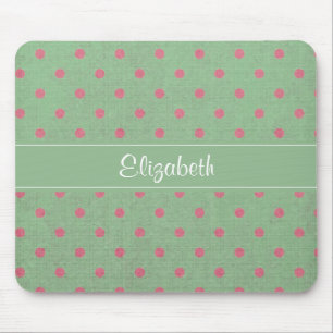 Mousepad Verde do vintage com teste padrão de bolinhas