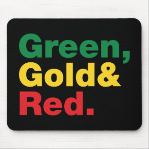 Mousepad Verde, Dourado e Vermelho.