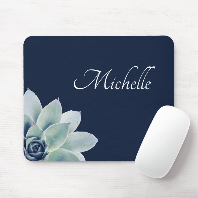 Mousepad Verde-Elegante Botânico Suculento (Com mouse)