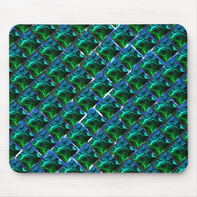 Mousepad Verde esmeralda e curvas, de grau soluto niquelada (Frente)
