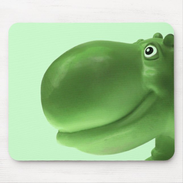 Mousepad Verde feliz do hipopótamo (Frente)