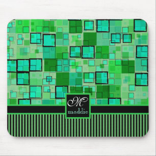 Mousepad Verde geométrico abstrato das listras dos