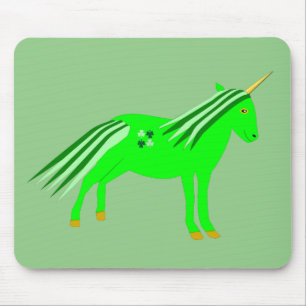 Mousepad Verde irlandês giro e Dourado Unicórnio