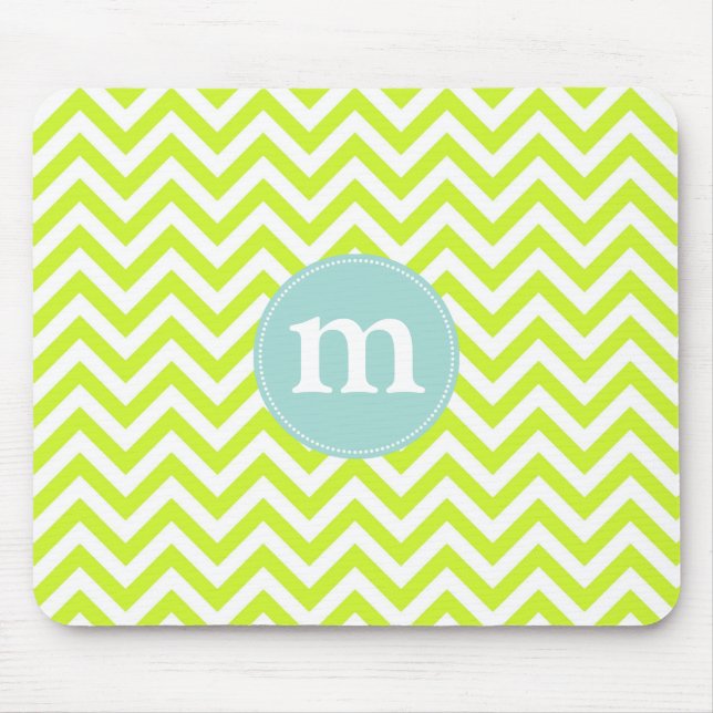 Mousepad Verde limão moderno Chevron personalizado (Frente)