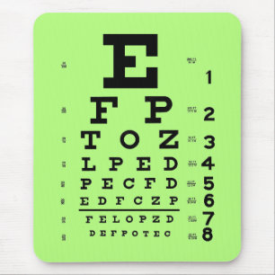 Mousepad Verde médico da carta de olho da optometria da