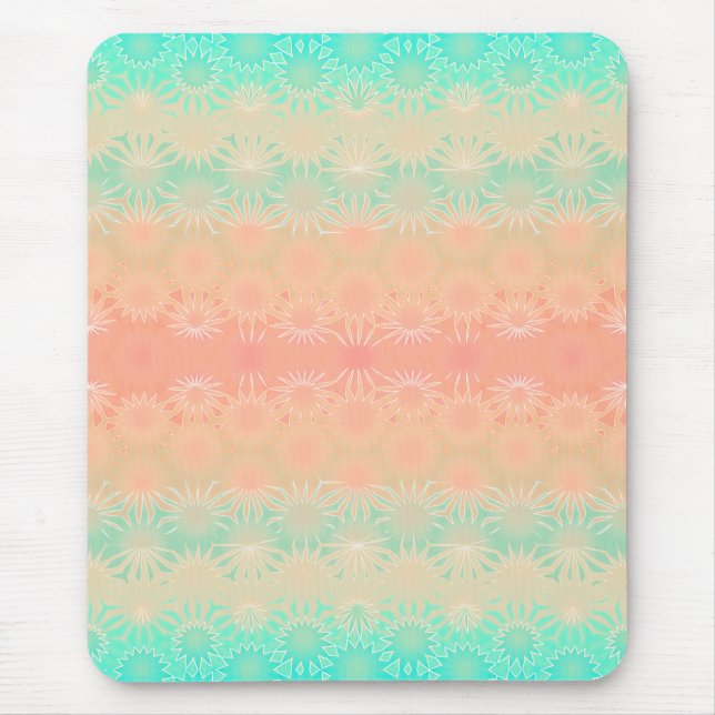 Mousepad Verde, Pêssego, Melão e Coral Geométricos (Frente)