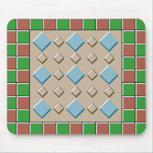 Mousepad Verde & teste padrão dos azulejos de Brown