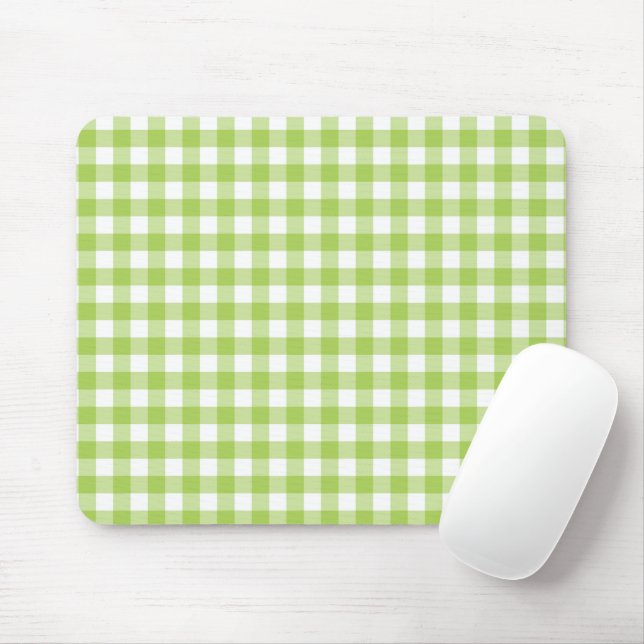 Mousepad Verificações de Xadrez de Gingham Verde Retroativo (Com mouse)