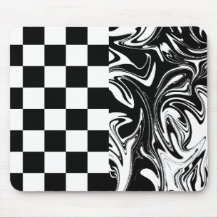 Mousepad Verificações e espirais - Preto e Branco