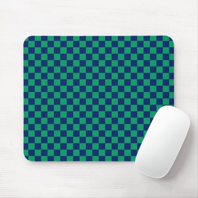 Mousepad Verificações Verdes Retroazuis Verificadas (Com mouse)