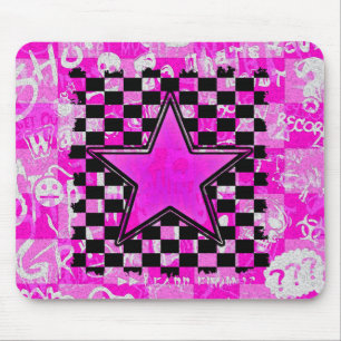 Mousepad Verificadores cor-de-rosa da estrela dos grafites