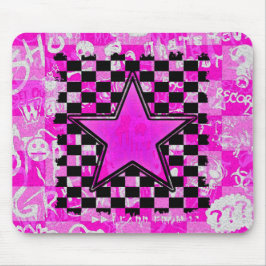 Mousepad Verificadores de Estrelas de Grafite Rosa Emo