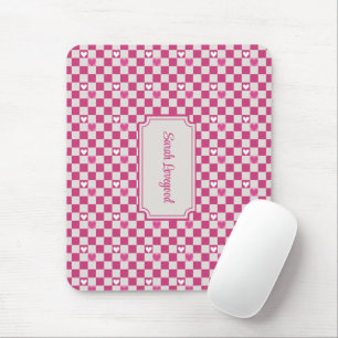 Mousepad Verificadores e Corações Rosa