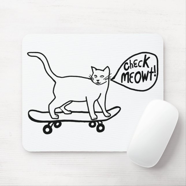 Mousepad VERIFIQUE O Gato De Skateboard MEOWT (Com mouse)