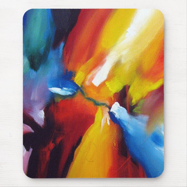 Mousepad Vermelho Azul Amarelo Verde Expressionista Abstrat (Frente)