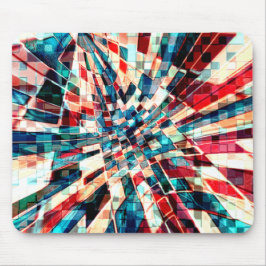 Mousepad Vermelho azul showy em azulejos retorcidos e efeit