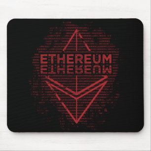 Mousepad Vermelho binário de Ethereum no tapete do rato