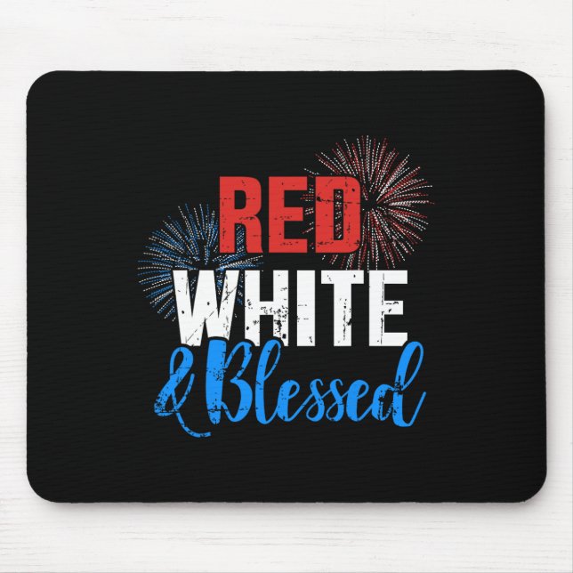 Mousepad Vermelho Branco Abençoado Pelo Dia Da Independênci (Frente)