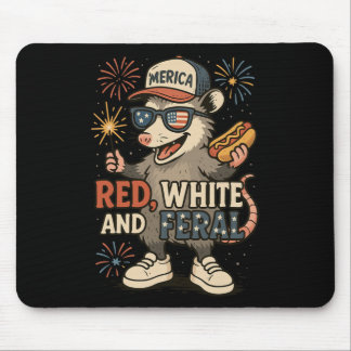Mousepad Vermelho Branco E Fogo De Artifício Feral Gambá 4 