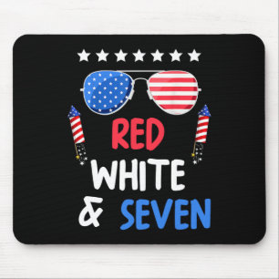 Mousepad Vermelho Branco E Sete 7 Aniversário 4 De Julho In