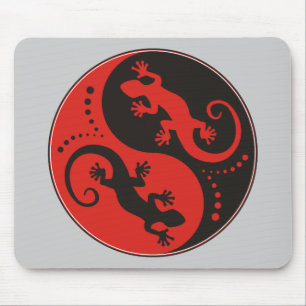 Mousepad Vermelho do preto dos gecos de YIN & de YANG + sua