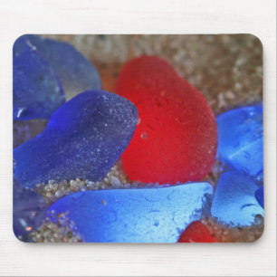 Mousepad Vermelho e azuis cobaltos raros Seaglass