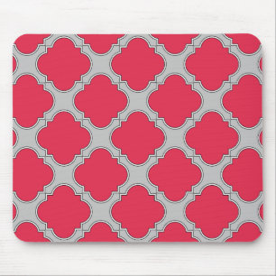 Mousepad Vermelho e cinza de quatrefoil