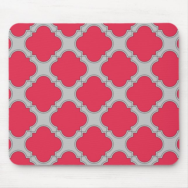 Mousepad Vermelho e cinza de quatrefoil (Frente)