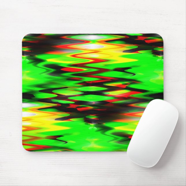 Mousepad Vermelho e verde-abstrato zigzag (Com mouse)