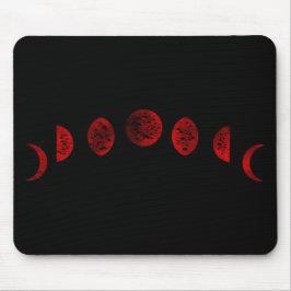 Mousepad Vermelho Escuro e Lua Negra Fases Gótica