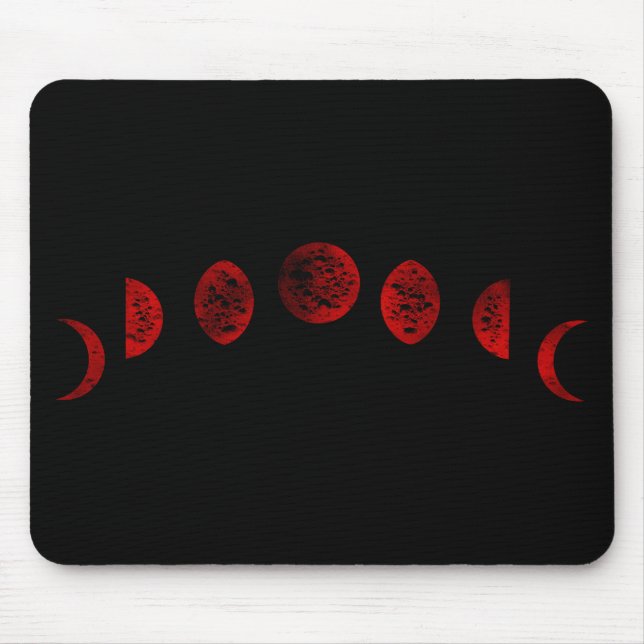 Mousepad Vermelho Escuro e Lua Negra Fases Gótica (Frente)