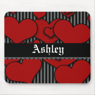 Mousepad Vermelho Gótico Personalizado com Nome