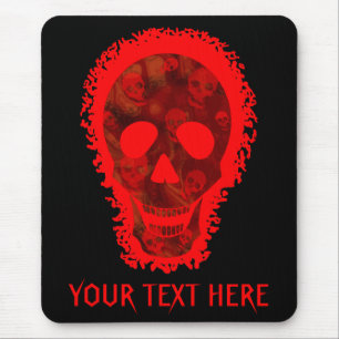 Mousepad Vermelho grande do crânio do "mousepad seu texto"