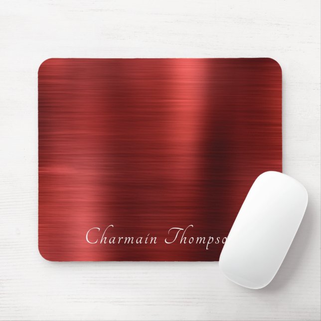 Mousepad Vermelho Metálico de Pincel Elegante (Com mouse)