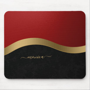 Mousepad Vermelho negro legante, Dourado personalizado