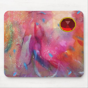 Mousepad VERMELHO PINO ABSTRATO WATERCOLOR Ruby Gemstone